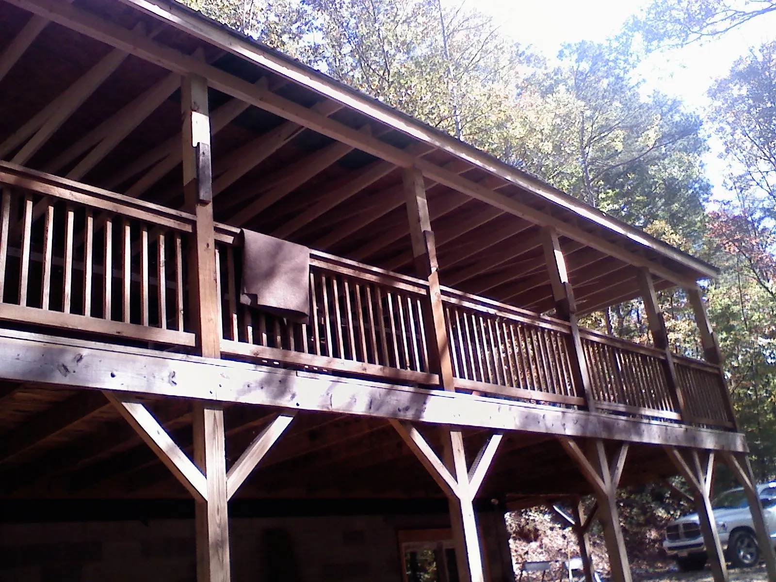 Timber framing under a new elevated porch and deck — Roof Leak Repair in Bellville by Roofing Brothers